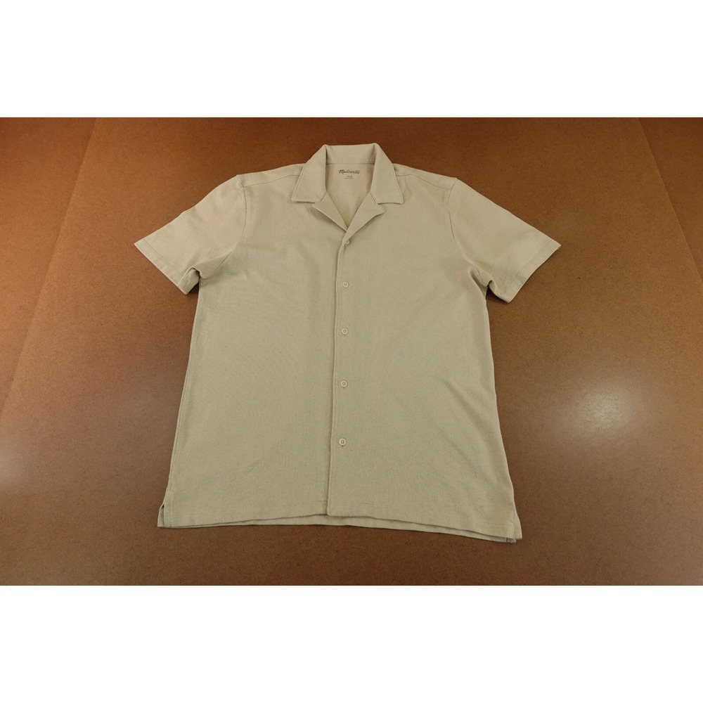 Madewell Mens Size Small Khaki Cotton Knit Easy Short-Sleeve Camp Shirt